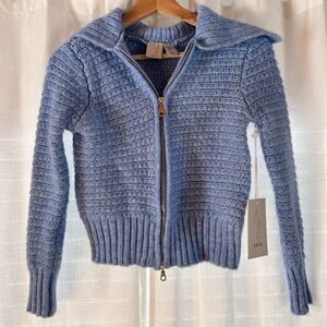 Joie Blue Full Zip Textured Cardigan NWT size M